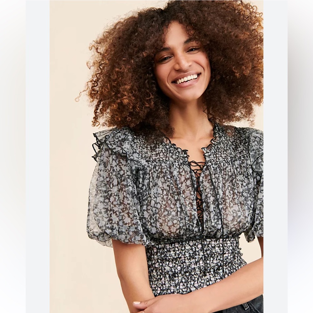Free People Beatrice Mesh Blouse S